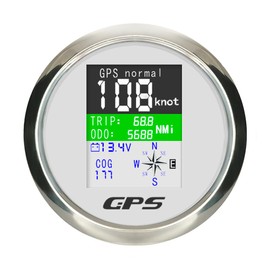 3-3/8" GPS Speedometer 85mm Boat GPS Speedometer Odometer Waterproof TFT Screen Digital 0-600 MPH Knots Km/h for Car Boat Marine 9-30V with GPS Antenna (White&Silver)