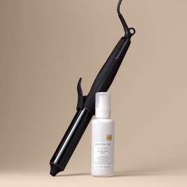 Kristin Ess Hair Nanoblack 1 1/4 Inch Automatic Ceramic Curling Iron + Style Assist Blow Dry Heat Protectant Spray - Dual Voltage Hair Styling Beach Waver + Curler - Smooth Barrel + Digital Display