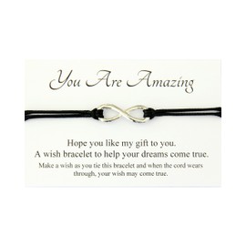 Lucor You are Amazing Gift,Infinity Wish String Bracelet,End of Year Gift,Inspirational Gifts,Gift for Friend (Grey)