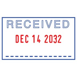 Trodat Printy 4750/L1 Date Stamp with English Phrase Received – Self Inking, Red Ink Date and Blue Text Large