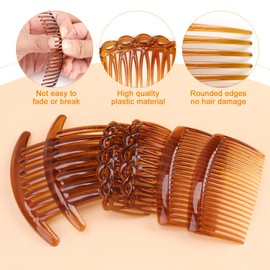 6 Pcs Hair Combs Slides, Plastic French Twist Side Combs Strong Hold Twist Teeth Slides Combs Hair Clips Accessories Brown Comb, Hair Comb Slide Set for Women Ladies Girls Thick Fine Hair Wedding