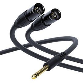 VKheroKV Mukjipa 1/4 Inch to Dual XLR Male 6.35mm to 2 XLR Patch Cable 6.35mm (1/4inch) TRS Male Plug to 2 Dual XLR Male Microphone Stereo Audio Converter Adapter Y Splitte Cable Cord (Black, 10FT)