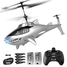 DEERC SQN-005 Helicopter, RC Helicopter, For Kids, Indoor, Outdoor, Shark Toy, Small, For Beginners, 2.4 GHz, Up to 24 Minutes Flight, 2 Speeds, One-Key Takeoff and Landing, Altitude Hold, Emergency