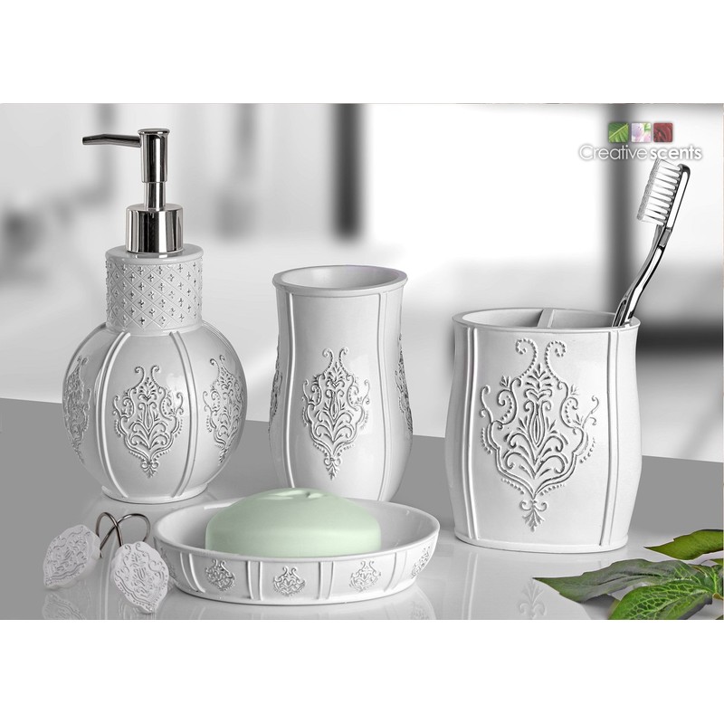 Creative Scents Vintage White Shower Curtain Hooks - Set of