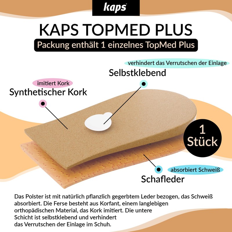 KAPS "Topmed" Insoles Heel Pad - Heel Wedges for Leg