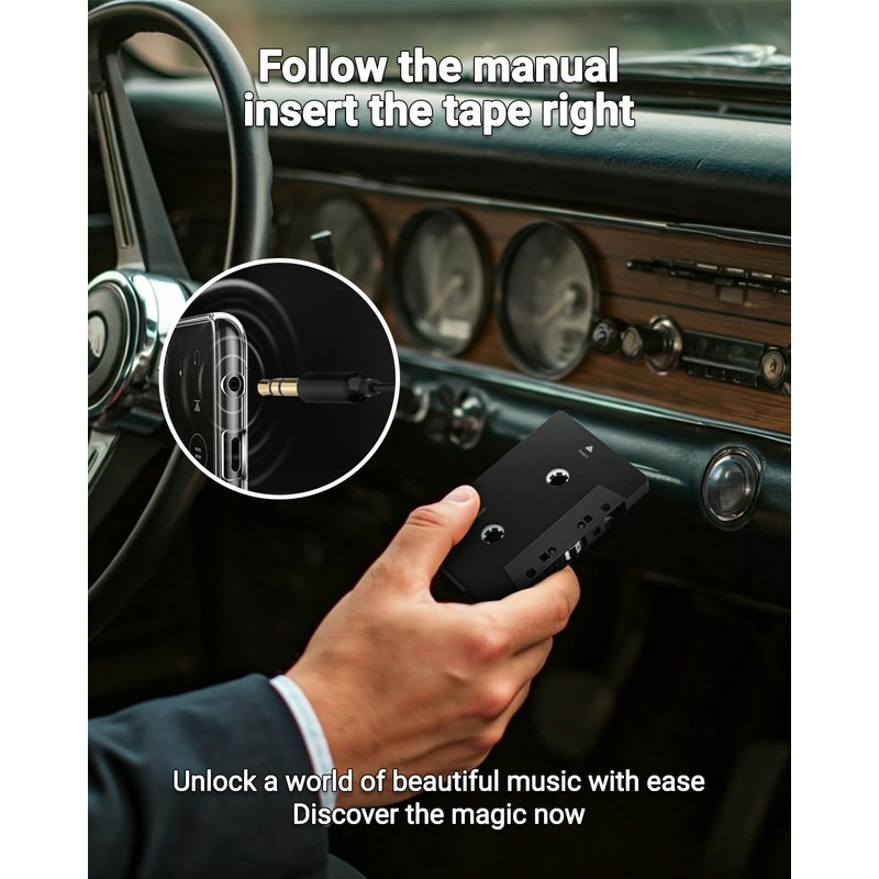 zeesean Car Cassette Adapter, 3.5mm Universal Cassette Aux Adapter, Cassette