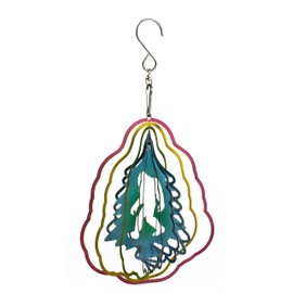 Bigfoot Wind Spinner (Redwood Tree Shape) - Rainbow Colored Stainless Steel - Bigfoot/Sasquatch/Yeti Gift -Lawn and Garden Ornament - SQUATCH METALWORKS