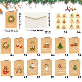 Christmas Postcards, Set of 12 Christmas Cards with Envelope and Stickers, Christmas Cards Postcard Christmas Postcard, Christmas Card Folding Cards Blank Greeting Cards for Christmas Greetings