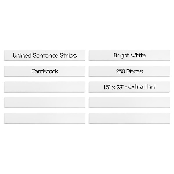 Hygloss Unruled Sentence 1.5" x 23" Extra Thin Cardstock, White-Ideal