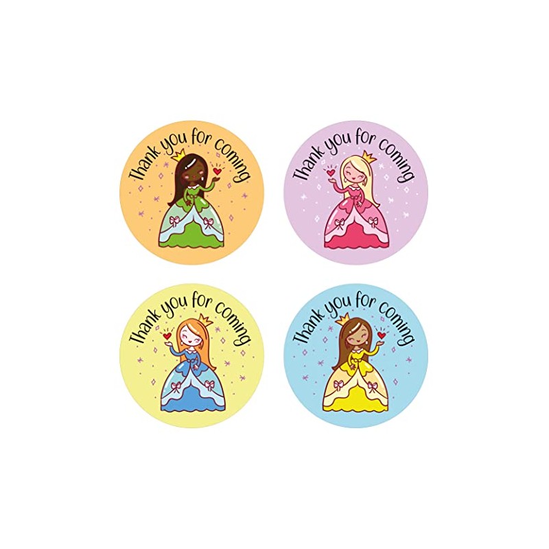 40mm Princess "Thank You for Coming" Round Party Stickers for