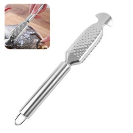 3-in-1 Multifunctional Fish Scale Scraper, Scaler for Fish 23 x 3.5 cm, Professional Scaler Scraper, Professional Fish Scale Remover, Stainless Steel 304, Fish Scaler Sawtooth Shrimp, Salmon and Large