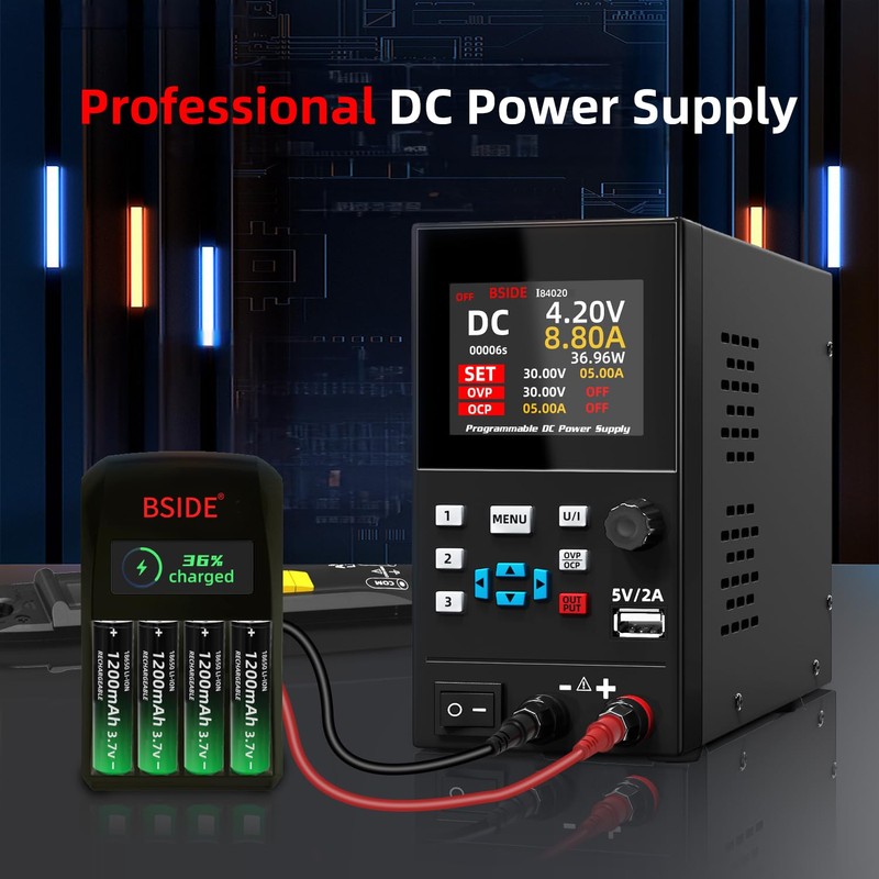 BSIDE 40V/20A Programmable DC Power Supply Variable Bench Power Supply,