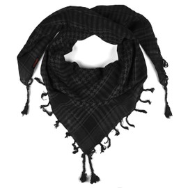 LOVARZI Shemagh Scarf for Men Tactical Desert Black - Cotton Tactical Military Army Soldiers Scarfs Palestinian Arabic Arab Turban Keffiyeh Lightweight Sun Dust protection gear
