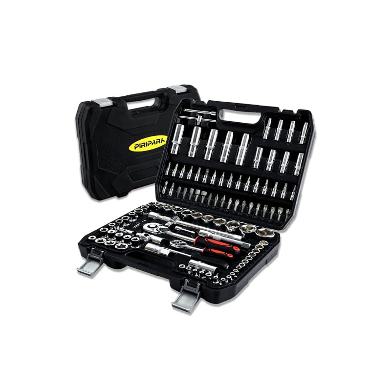 PIRIPARA 108 Piece Mechanics Tool Set Metric And Standard 1/4"