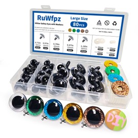 RuWfpz Glitter Safety Eyes for Crochet Toys Amigurumi Large 18-30mm 80Pcs