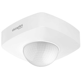 Oktaplex Tim Presence Detector 360° Motion Sensor Outdoor IP65 PIR Motion Sensor White 230 V Surface-Mounted