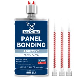 Buck Panel Bonding Adhesive, Two-Part Epoxy, 400 ml/13.5 fl oz Cartridge, 08115 Replacement, Heavy-Duty Metal Glue for Automotive Use, Bonds w/Steel, Aluminum, Plastic & More, OEM Recommended, Black