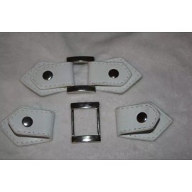 Unbranded Lot 6 white leather silver stud metal BUCKLE faux leather 4" x 1.5""