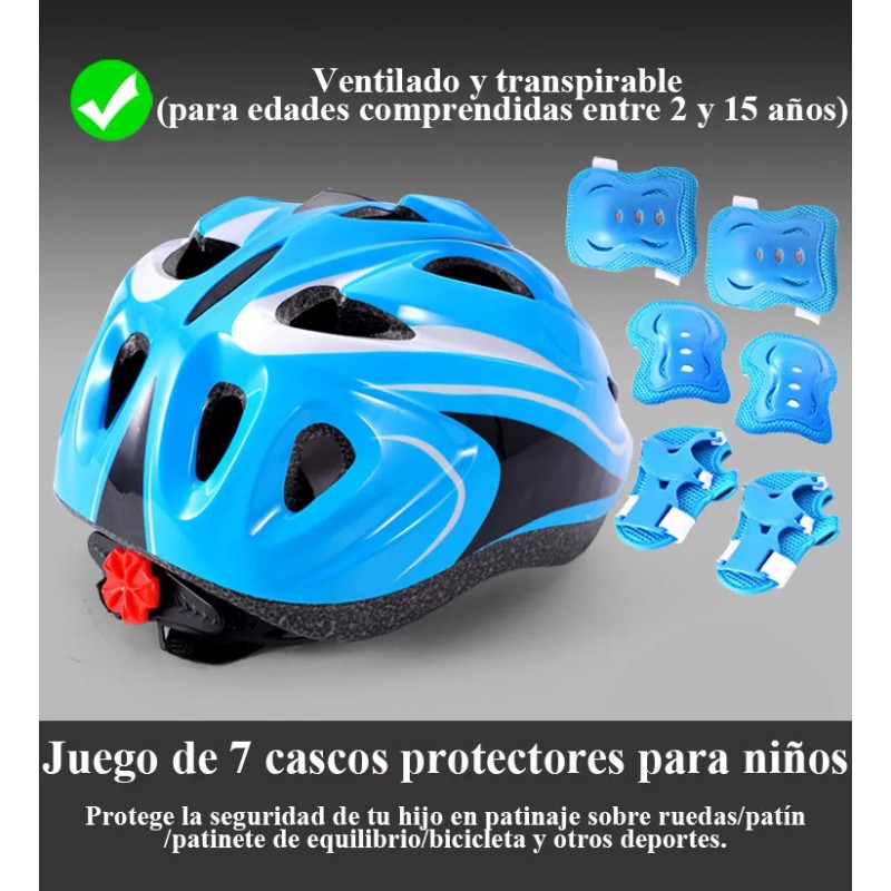 Casco Protección Niños Rodilleras Muñequeras Coderas Kit