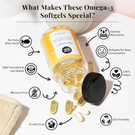 EARTH&ELLE Earth & Elle Algae Omega 3 Suplemento - Omega 3 Vegano - Suplemento Vegano Omega 3 Con Aceite De Algas Y Dha Vegano - Ayuda A Apoyar La Sal