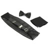 Miaomiao Cummerbund Bow Tie, Square, Set of 3, Black, Gentleman,