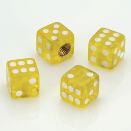 LST 4 x Valve Caps Tyre Valve Cap Cube Yellow Car Truck Motorcycle Quad