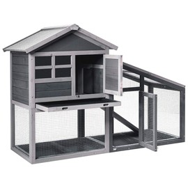 PETSITE Chicken Coop Run, Rabbit Hutch Small Animal Houses & Habitats for Indoor Outdoor Use, Wooden Rabbit Bunny Cage with Pull Out Tray