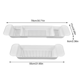 Garosa Plastic Bath Tray Expandable Bathtub Caddy Tray Multifunction Telescopic Drain Rack Sink Bathtub Bathroom Organizer Rack Non Slip for Candle Towel Book Wine Phone Loved Ones(White)