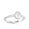 White Simulated Opal Christian Cross Purity Ring .925 Sterling Silver
