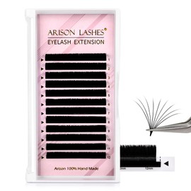 Arison Lashes Easy Fan Lashes Eyelash Extensions 0.05 mm D Curl 10 mm Self Fanning Volume Eyelashes Matte Faux Silk