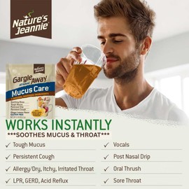 Nature's Jeannie Gargle Away All Natural Mucus Care - Soothing Mucus, Cough and Postnasal Drip - 12 Count - 6 Powder Packets -2 Pack - Ginger Lemon Flavor