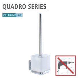 Wenko Vacuum-Loc Toilet Brush Quadro, Stainless Steel, Silver Shiny, 9.5 x 12.5 x 37 cm