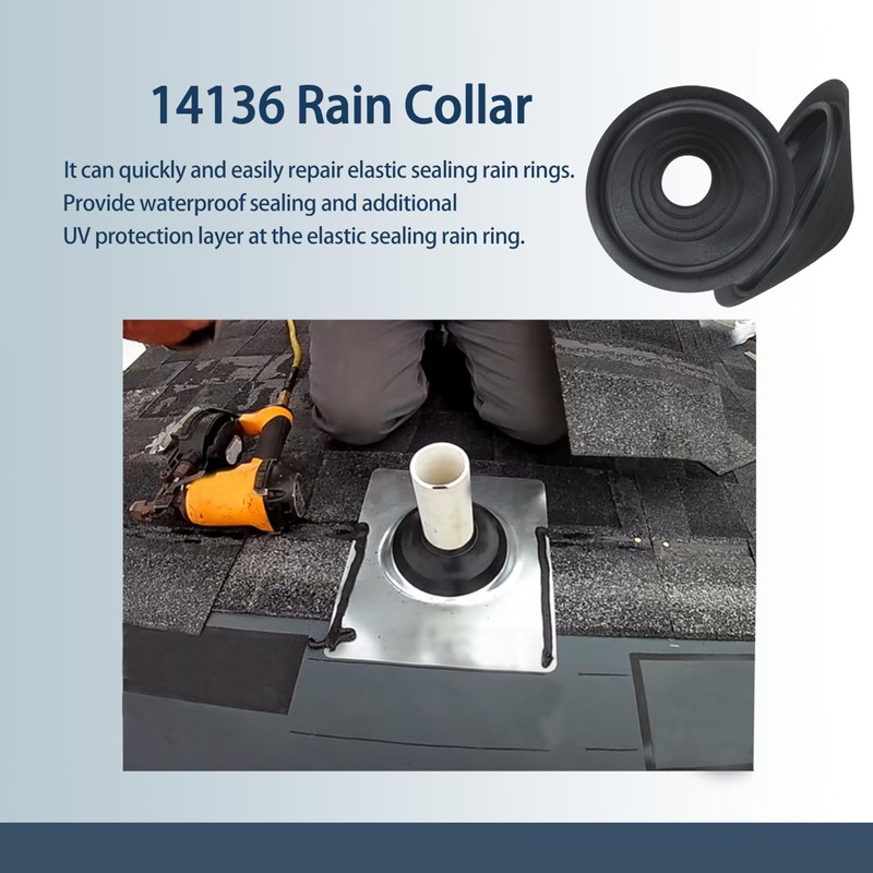 14136 Rain Collar 1.5"-3" for No-Calk Roof Flashings,Black(Set of 4)