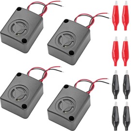 Youmile 4 pcs Black Mini Piezo Alarm Siren 12V DC 110dB Insurance AntiTheft HighDecibel Square Shell Active Buzzer Alarm with alligator clip for Car Safes