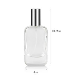 Jinxihuachen 2 Pack 1 oz / 30ml Clear Glass Perfume Bottle, Refillable Empty Fine Mist Atomizer Spray Bottles, Portable Square Perfume Atomizer Bottles for Fragrance, Lotion, Essential Oil