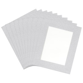 uxcell 5.1" x 6.6" Picture Mat, Core Bevel Cut Frame Mattes Photo Backing Board for 3.5" x 5" Photos Pictures Artwork Painting, Silver Tone 10Pcs