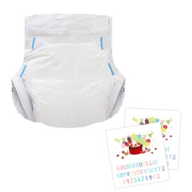 Landofgenie 2 Pieces Adult Diapers Sample Plain White Diaper with DIY Stickers Set Medium