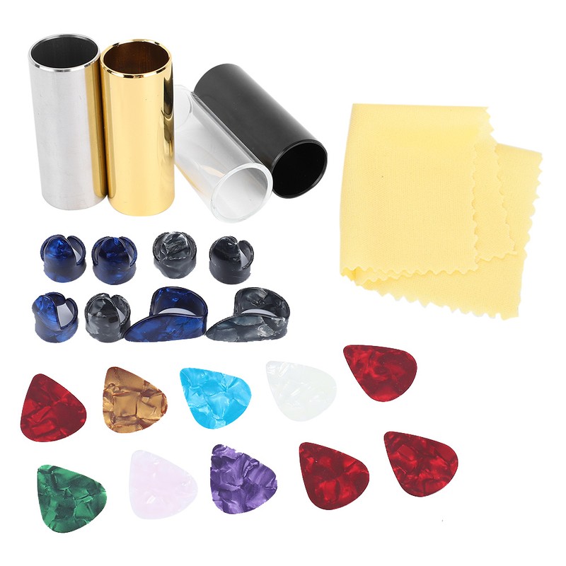Guitar Accessories Kit 10 Celluloid Pick 4 Guitar Slider 8
