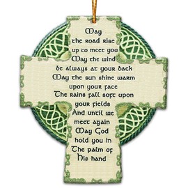 WODORO Irish Crest Ornament, Irish Ornament, Celtic Christmas Ornaments Tree Decorations, Rear View Mirror Car Hanging Accessories, St Patrick Day Shamrock Irish Flag Irish Cross Irish Gifts (07)