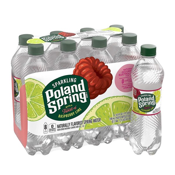 Poland Spring Sparkling Water, Raspberry Lime, 16.9 oz. Bottles (Pack of 8)