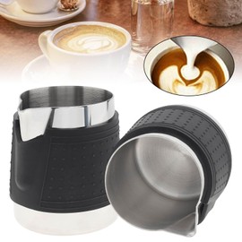 Handleless Milk Pitchers 2Pcs - 12 oz Creamer Pitcher Bell Creamers Jug, Espresso Steaming Pitcher with Round Spout, Stainless Steel Milk Frothing Jug, Foaming Pitcher Non-Stick, Premium Barista Tool