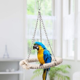 Parrot Swing, Pet Birds Cotton Rope Standing Perch for Small and Medium Parrot Parakeets Conures Cockatiels Love Birds