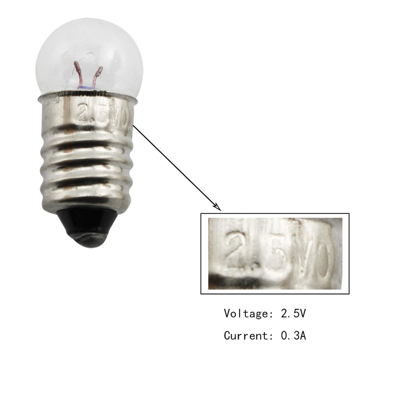 RuiLing 10-Pack E10 Mini Light Bulbs Screw Base Indicator Light