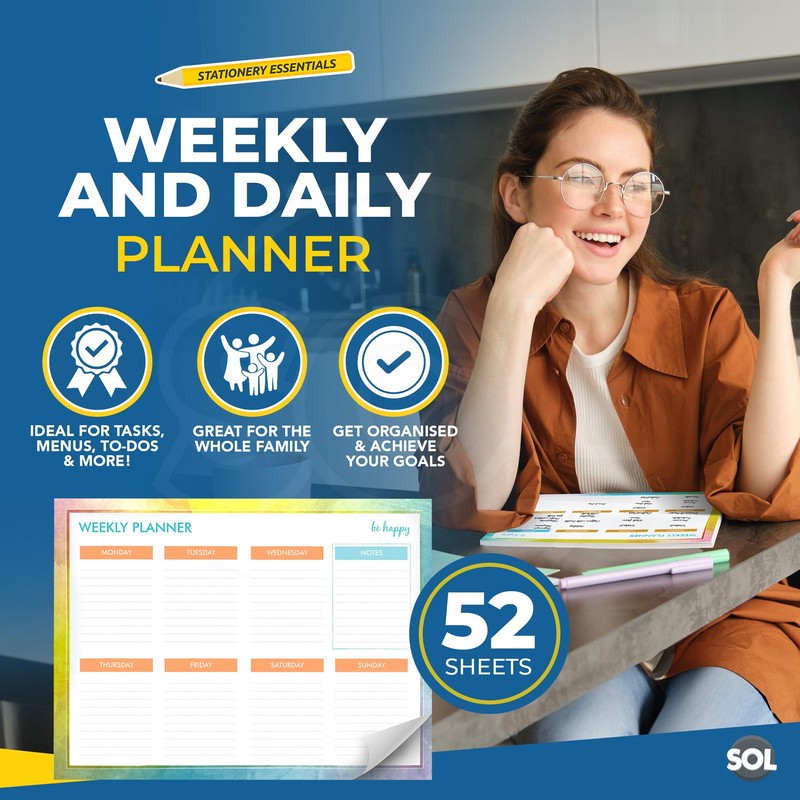 Weekly Planner Pad | 52 Sheets | 27 x 19cm