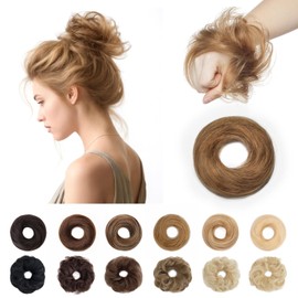 S-noilite Human Hair Messy Bun Hair Piece, Hair Buns for Women,100% Real Hair Bun Wig,Invisible hair buns hair piece,06 Light Brown