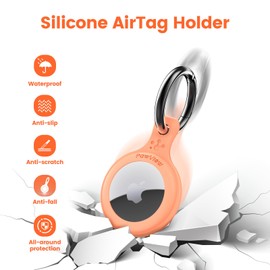 AirTag Holder & AirTag Keyring for Pets. Cat Tracker, Dog Tracker & Smart QR ID for Instant Location to Owner when Scanned. Online Pet Profile, Contact Info. Cat AirTag Collar GPS Tag & App (Orange)
