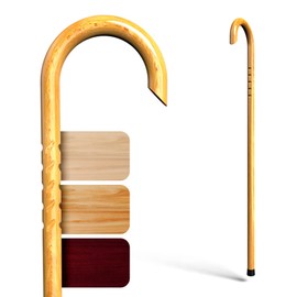 Cane Masters Handmade Wooden Walking Canes for Men and Women | Highly Durable American Hickory Wood Walking Cane | Ergonomic Handle and Body Grip, Anti-Slip Rubber Tip Wood Cane for Seniors