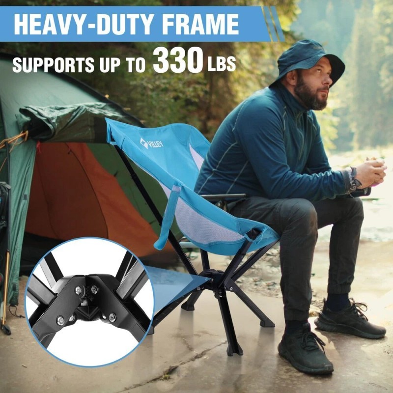 VILLEY Portable Folding Chair Lightweight Camping Chair Quick Setup for