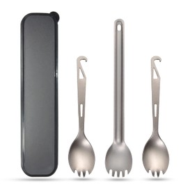 Titanium Chopsticks with Case, XBD Supply 2 Pairs of 9 Inches Square Chopstick Set Dishwasher Safe Reusable for Home & Travel (SpoonForks3P)