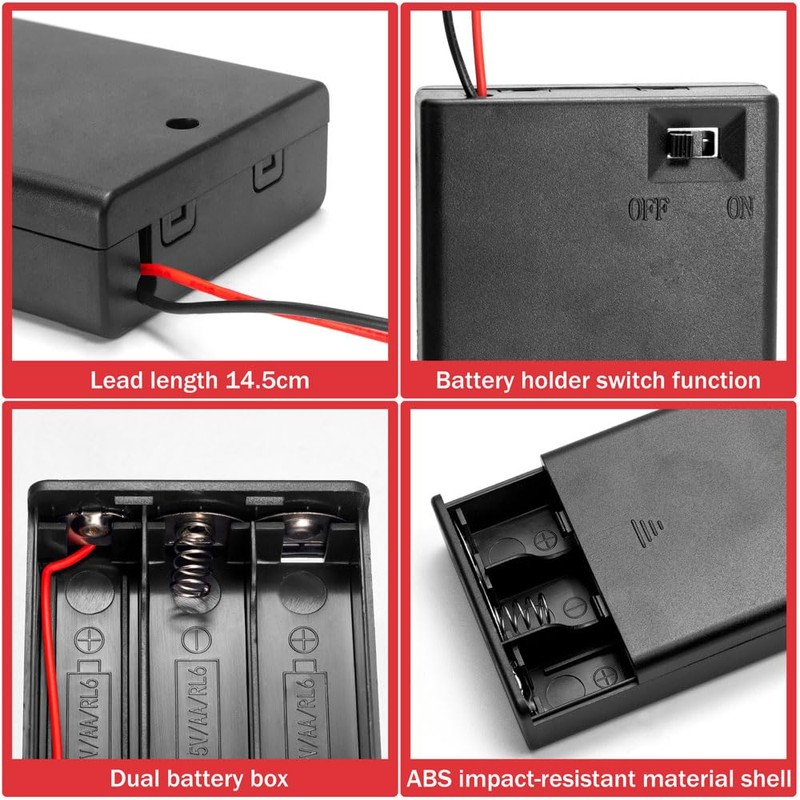 LampVPath (Pack of 4 3AA 4.5V Battery Holder with Switch,